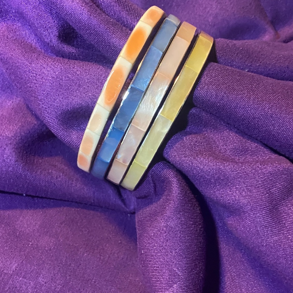 Colorful Mosaic Bangle Set - Picture 1 of 7